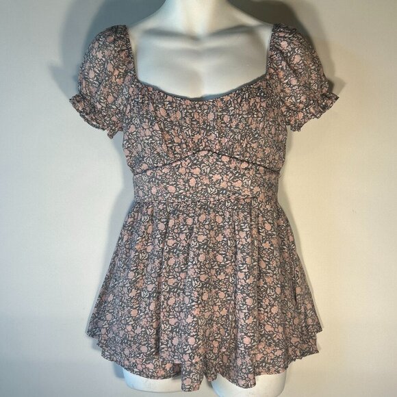Trixxi SZ M Milkmaid Peasant Romper Coquette Boho 80's Feminine Y2K - Picture 1 of 10